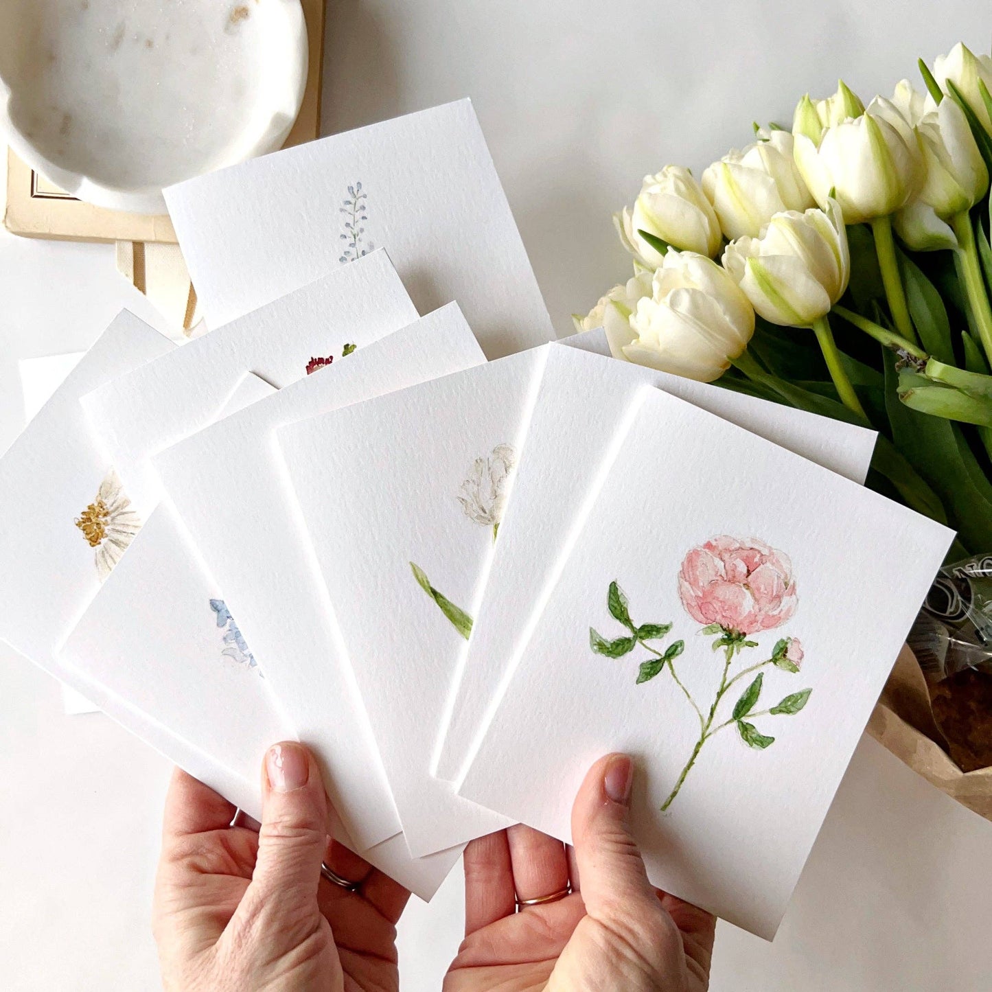 Emily Lex - Assorted garden flowers notecard set