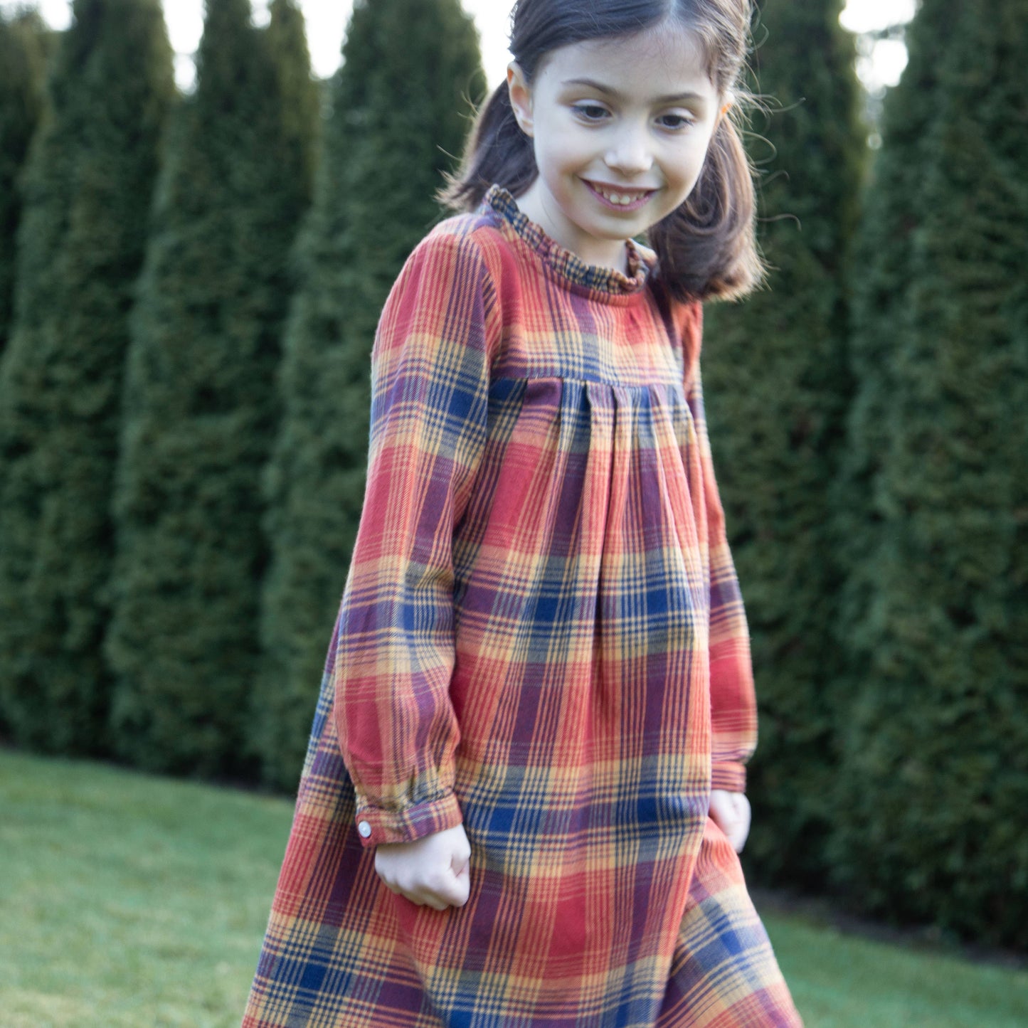 Beet World - Myrtle Dress | Red Winter Plaid - 100% brushed cotton plaid - Fair Trade India