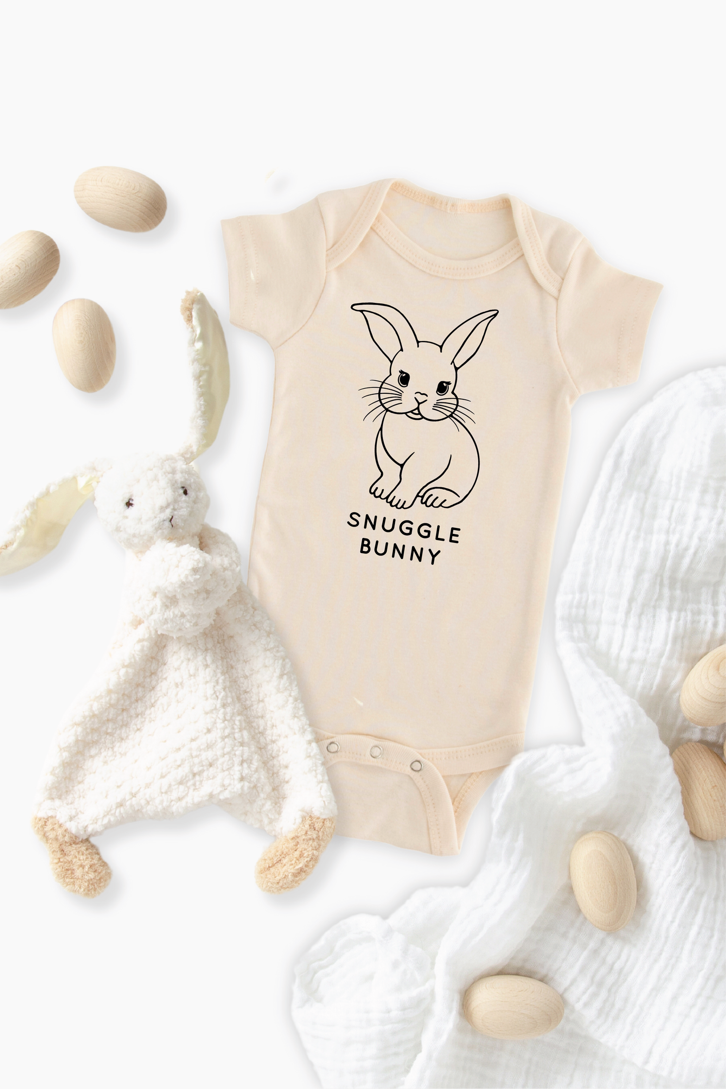 Snuggle Bunny Baby Bodysuit | Onesie | Baby Clothing | Summer Gift: 6-12M ONESIE / CREAM