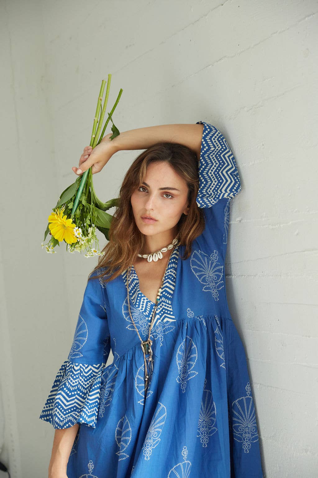 The Fox & The Mermaid - Block Printed Dress (Bhavani-Egyptian Blue) - Made in India from a female owned factory