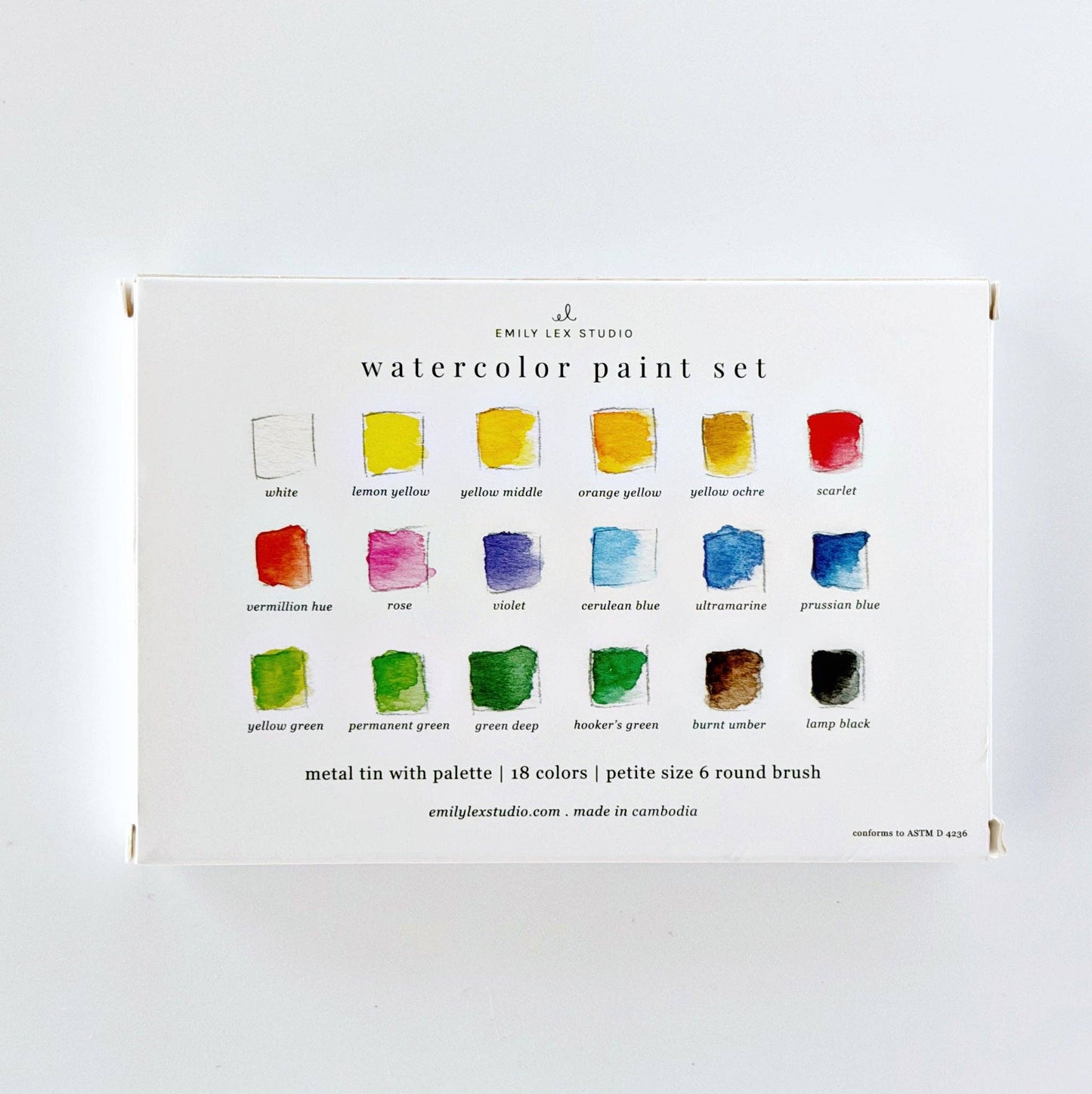 Emily Lex - Watercolor paint set 18 colors with brush