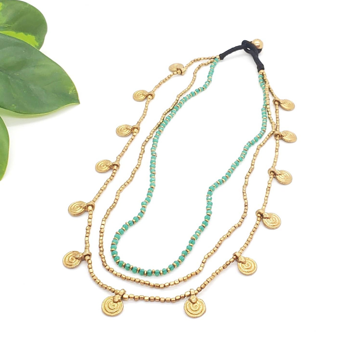 Layered Beaded Necklace with Charms: Gray