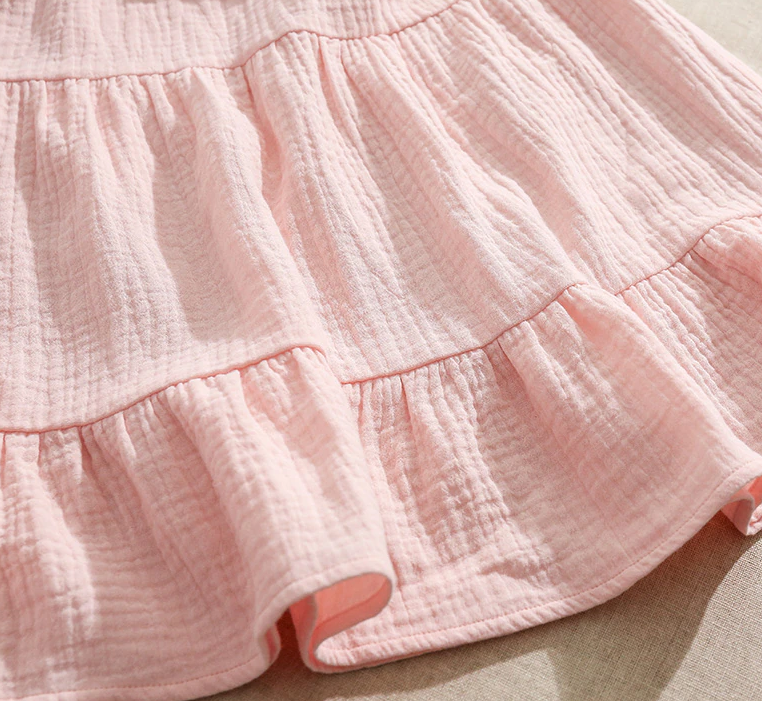 Annie & Charles® organic muslin dress with ruffles: Pink / 5-6Y
