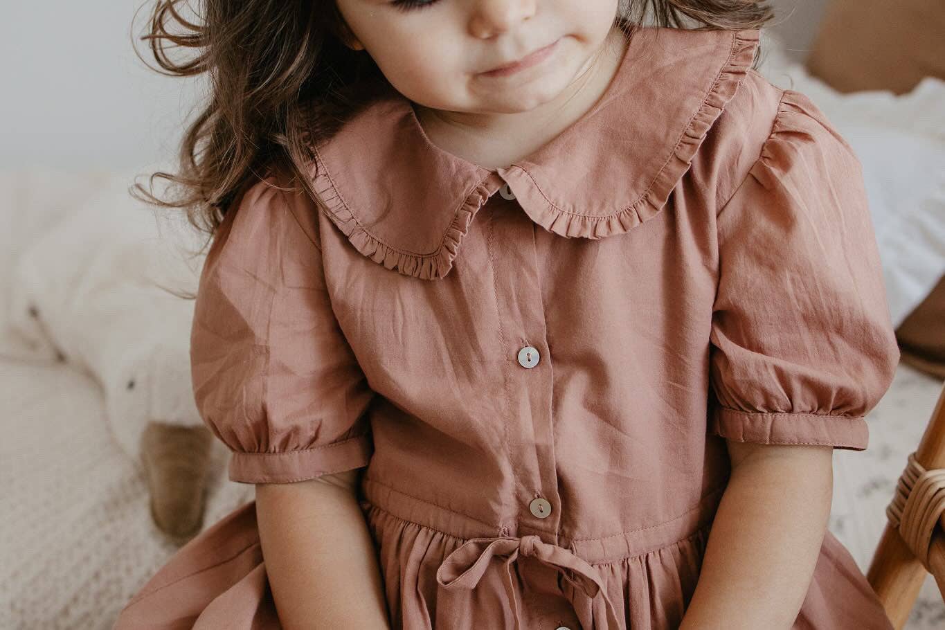 Aurora | Ruffle Collar Cotton Dress | Chocolat: 3Y