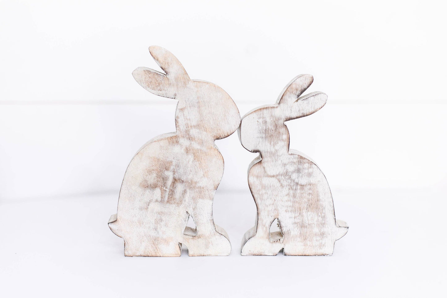 Rehab's Rope - White Washed Wooden Bunny-Small - Fair Trade Made