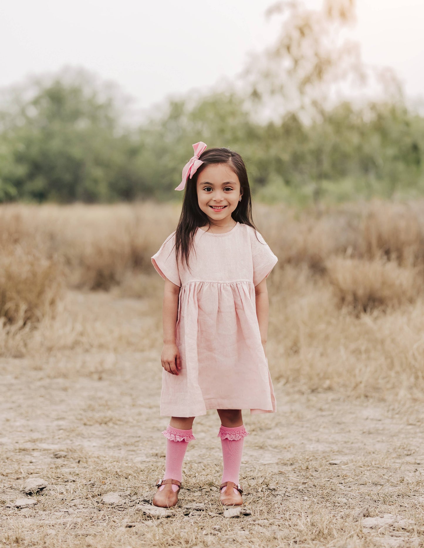 Linen Girl Dress: Mauve / 5T