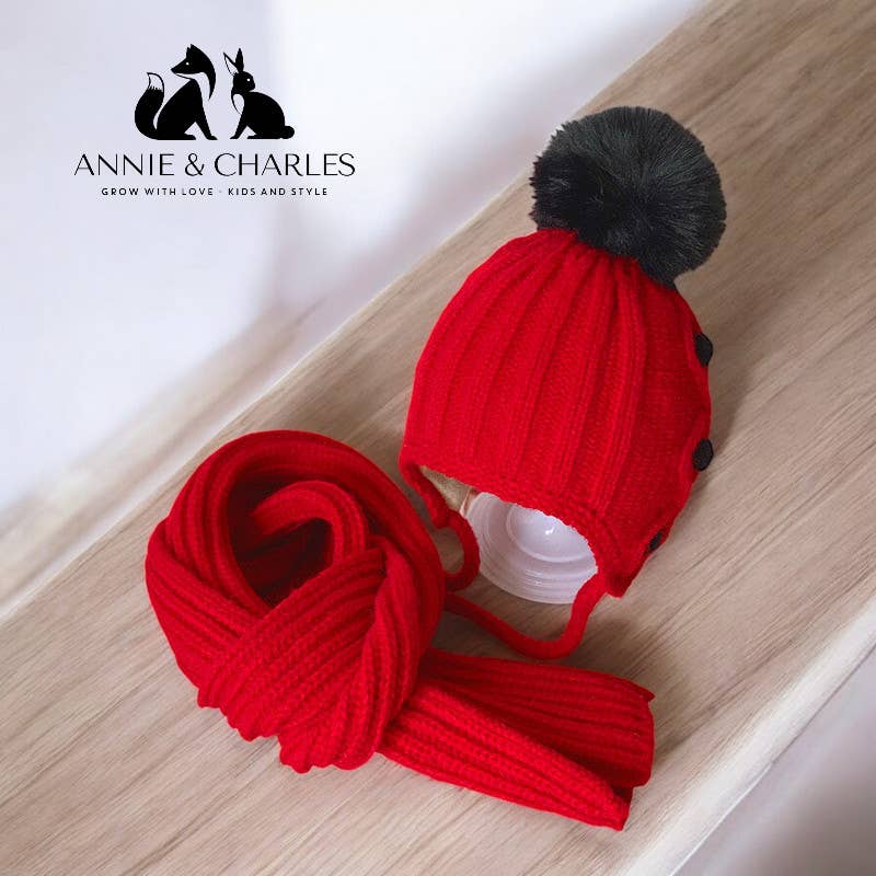 Annie & Charles® set children's hat with scarf: Mousse