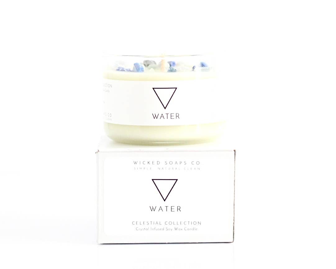 Wicked Soaps Co. - Water | Zodiac Inspired Crystal + Essential Oil Candle