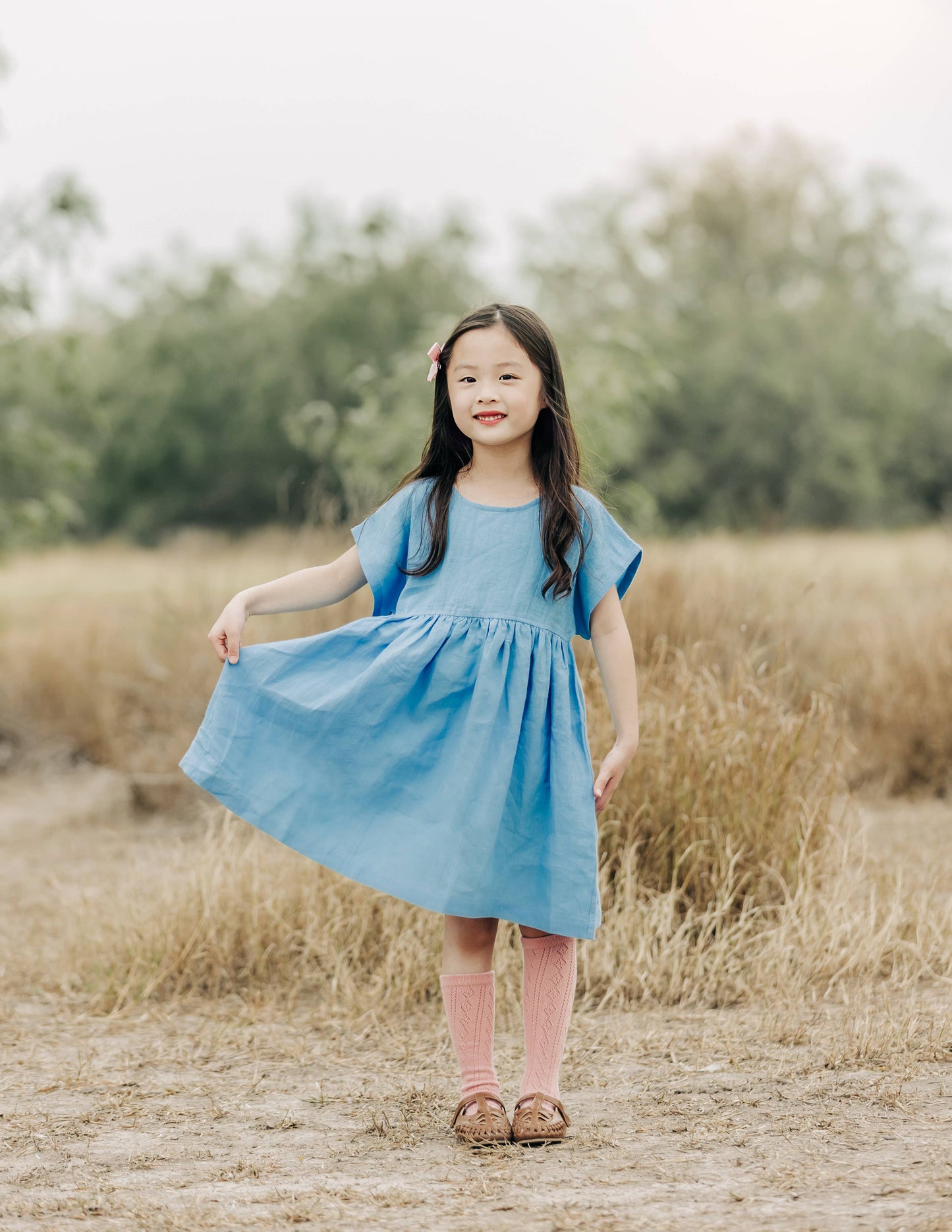 Linen Girl Dress: Mauve / 5T
