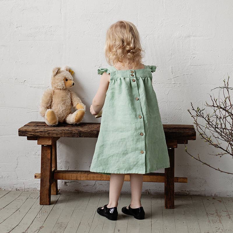 Annie & Charles® - Made in Austria - linen buttoned dress: Verdure