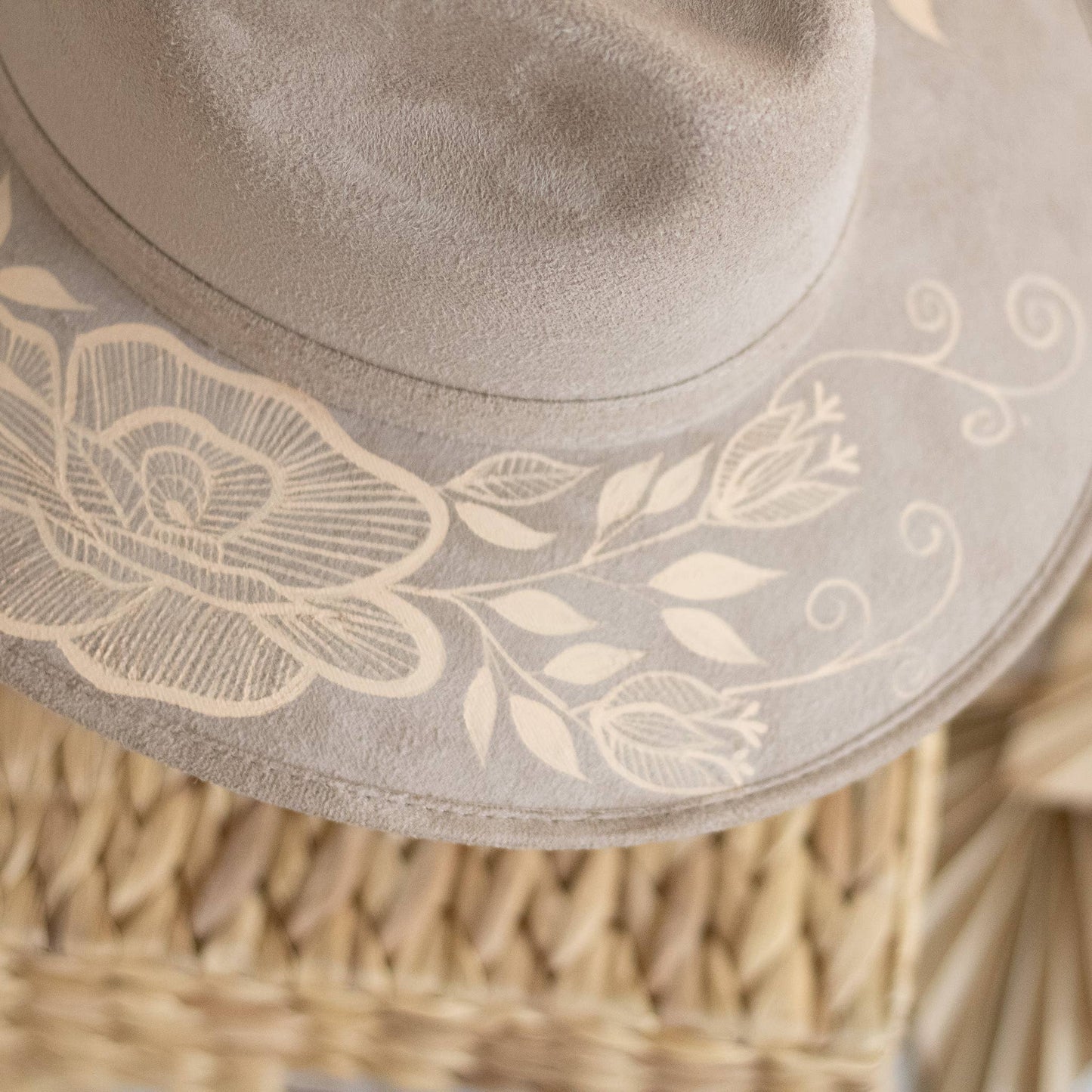 Origin Mexico - Rosario Hand Painted Western Boho Hat - Tan and Sand