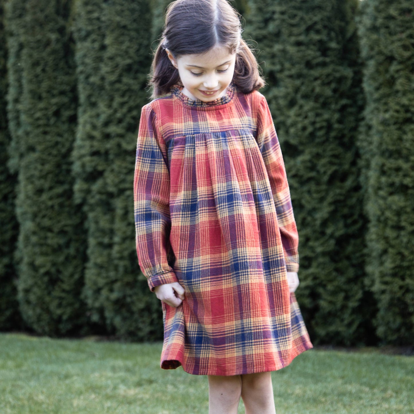 Beet World - Myrtle Dress | Red Winter Plaid - 100% brushed cotton plaid - Fair Trade India