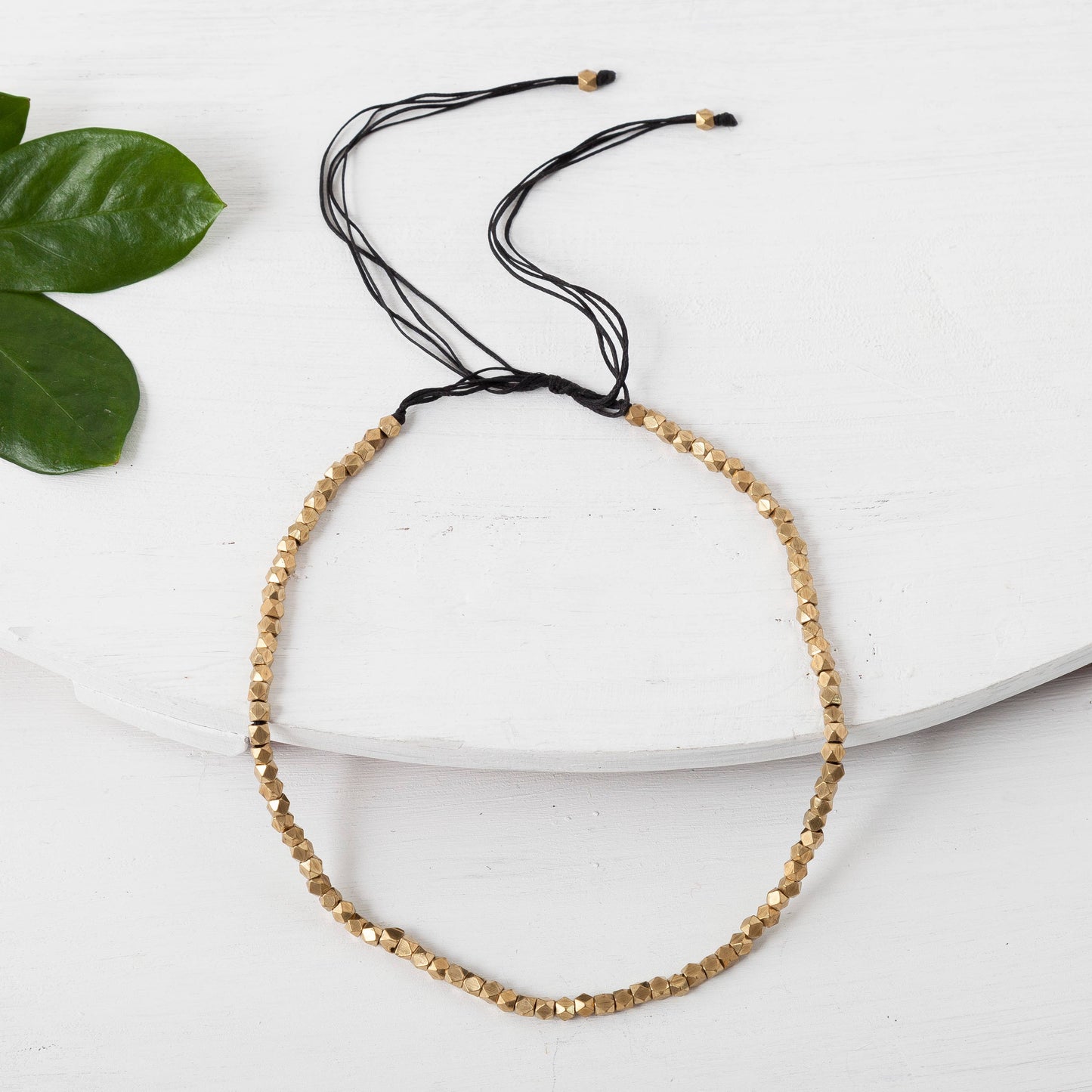 Baizaar - Fair Trade Made - Diamond Beaded Choker: Brass