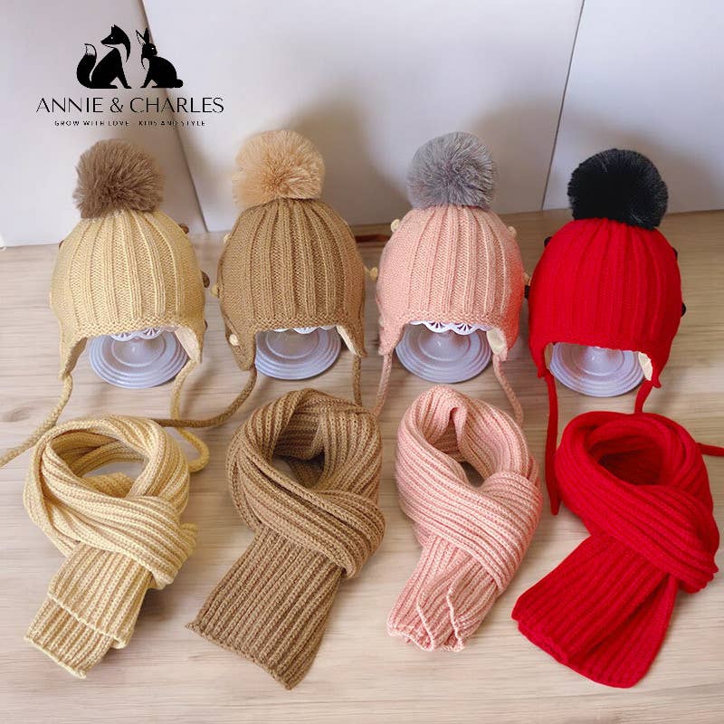 Annie & Charles® set children's hat with scarf: Rose