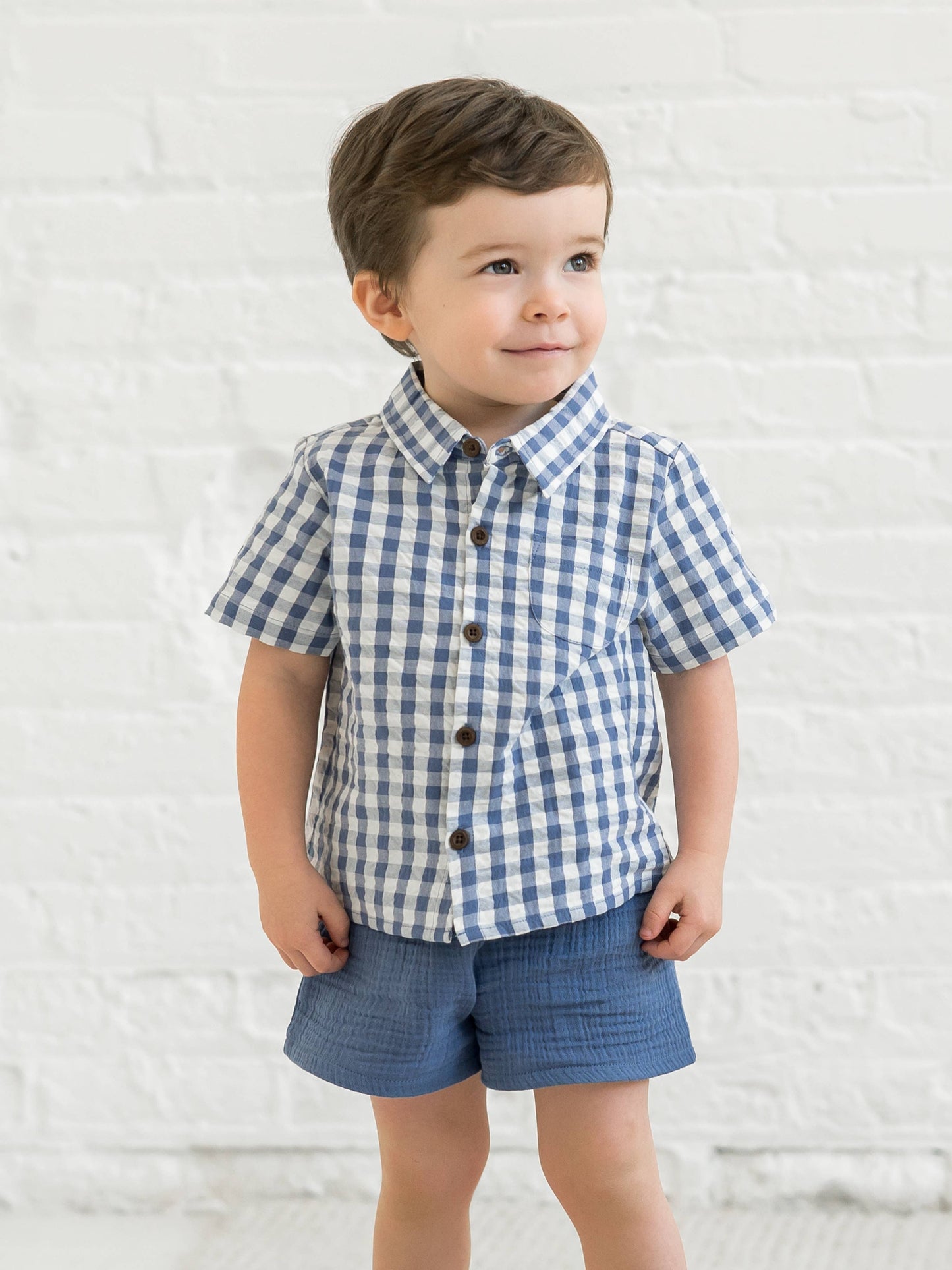 Colored Organics - Landon Seersucker Collared Button Down Shirt - Gingham