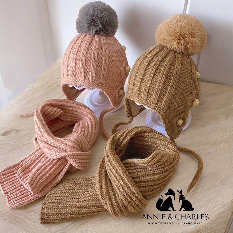 Annie & Charles® set children's hat with scarf: Mousse