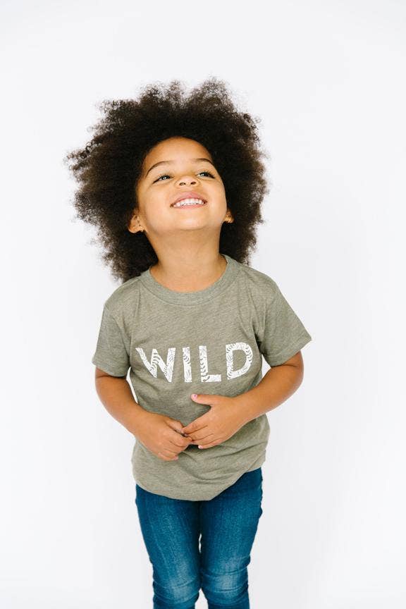 Nature Supply Co. USA Made - Organic Cotton WILD T shirt- Kids Graphic Tee : Cream