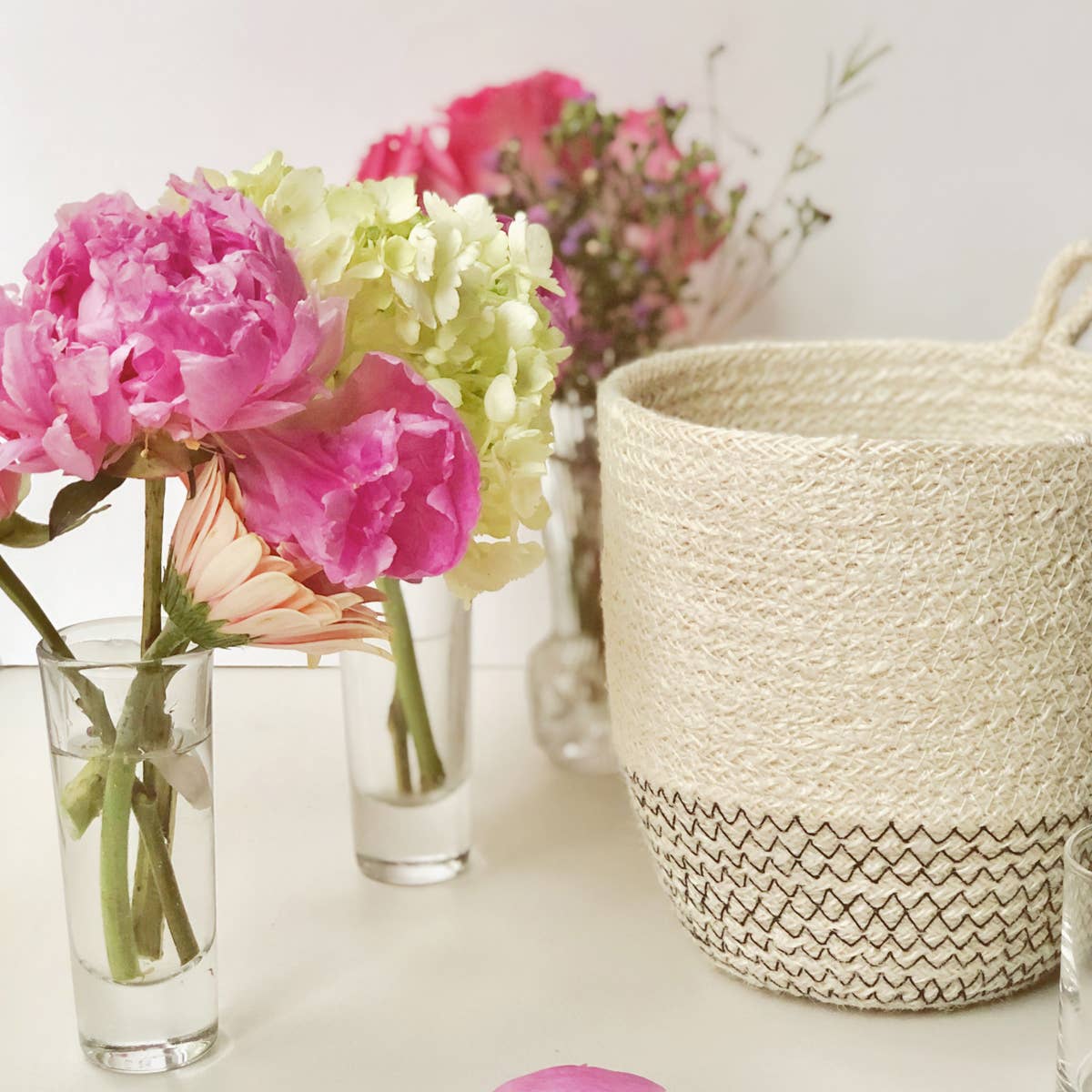 KORISSA.- Fair Trade Made - Handwoven Wall Basket • Amari Loop Bin - Black-Set of 2