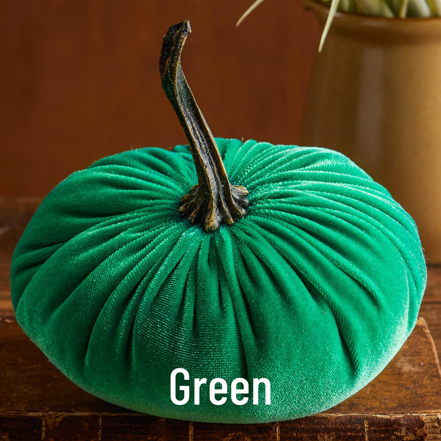 Your Heart's Content - USA Made - Pumpkin Large Velvet, Fall Decor: Luxe Clover Green