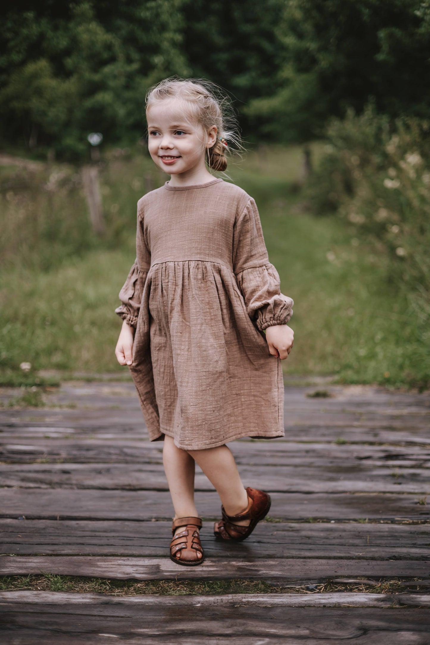 Annie & Charles® - Made in Austria - Organic cotton muslin dress NOAH: Cream