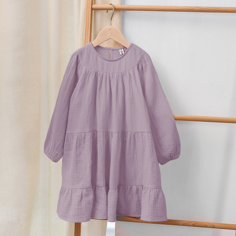 Annie & Charles® organic muslin dress with ruffles: Pink / 5-6Y