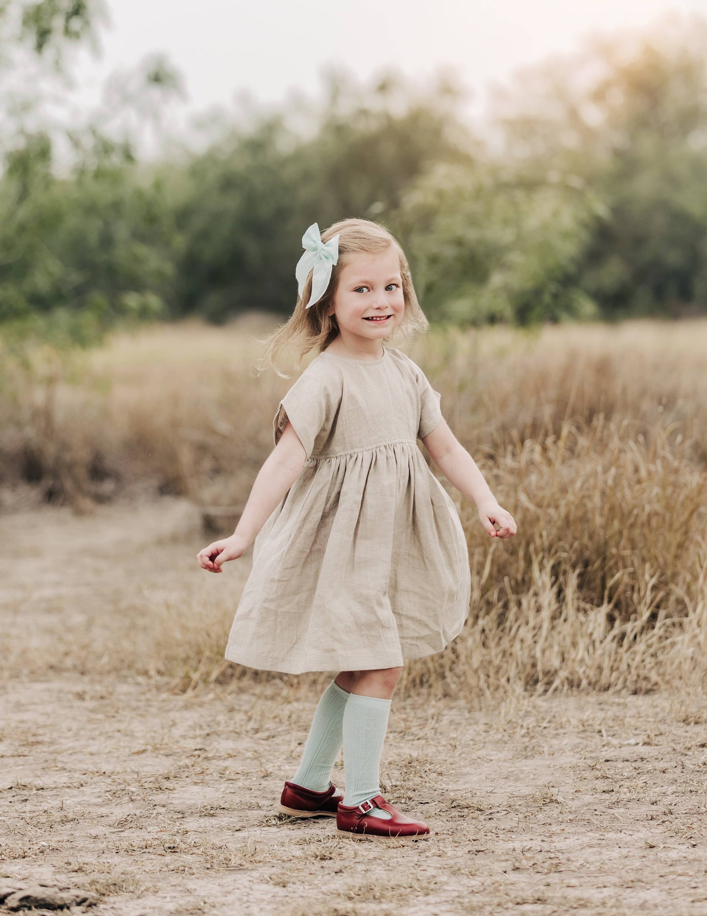Linen Girl Dress: Mauve / 5T