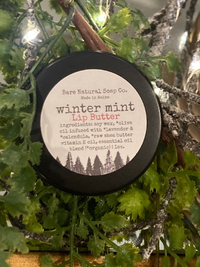 Bare Natural Soap Co. Holiday | Winter Mint Lip Butter | Plant Based Lip Balm