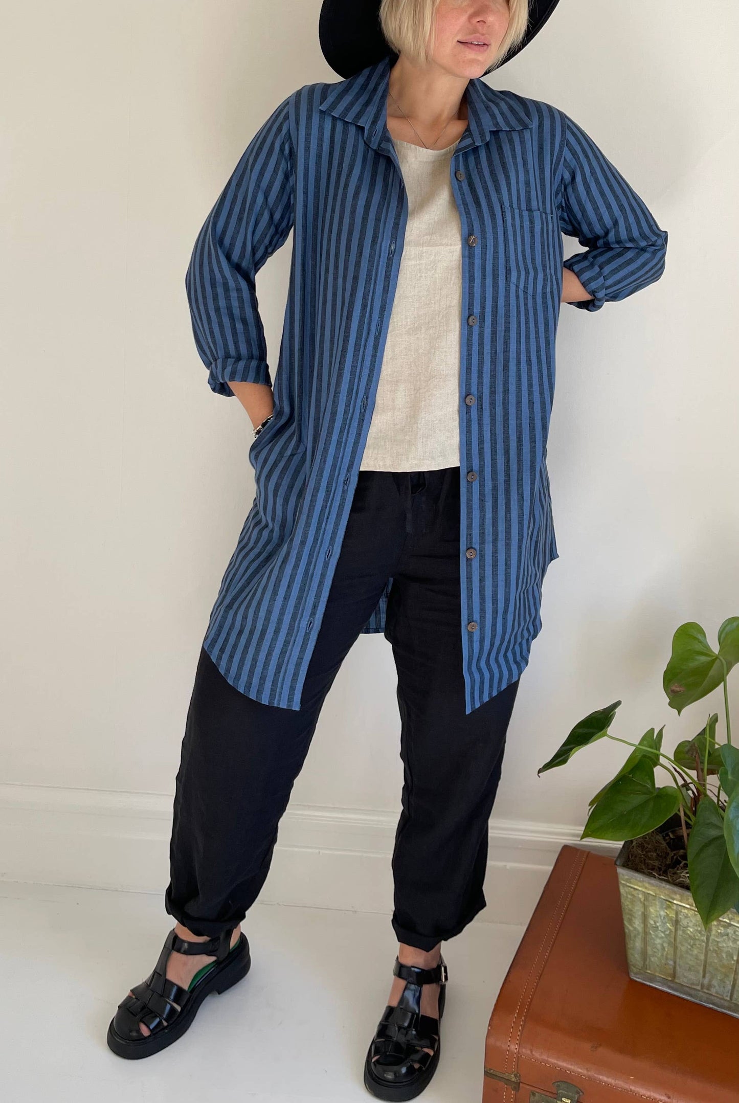 Linen Loose Pants: White / S