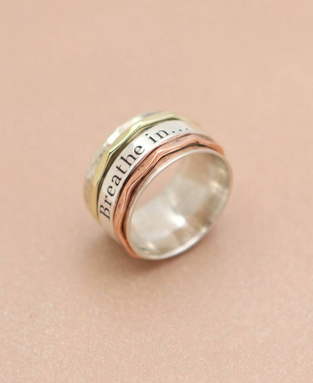 Breathe In, Breathe Out Spinning Meditation Ring: Size 8