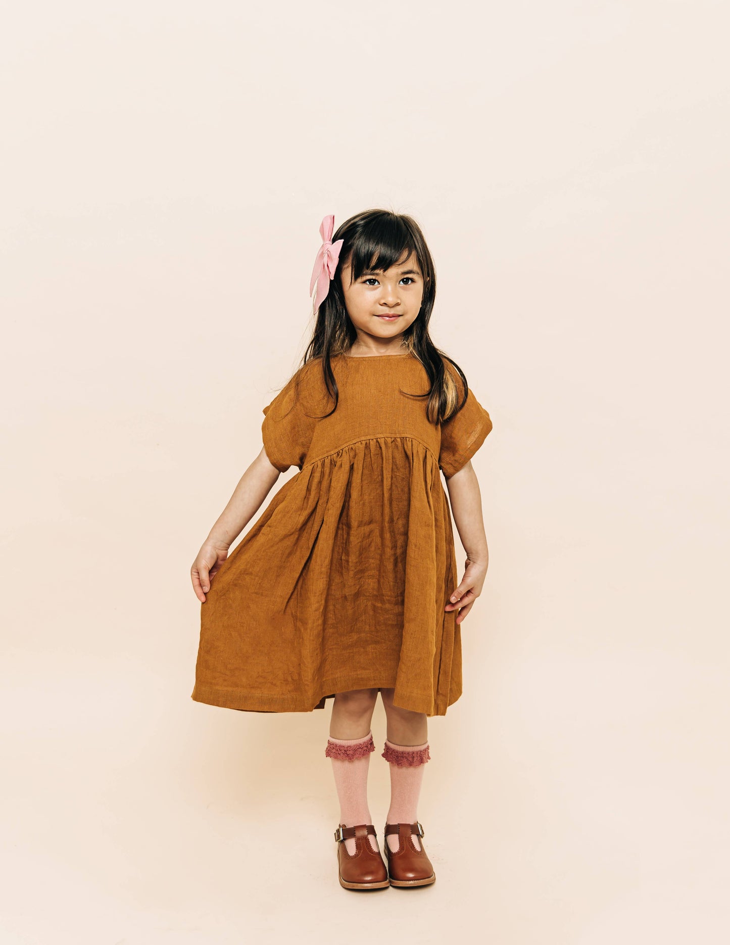 Linen Girl Dress: Mauve / 5T
