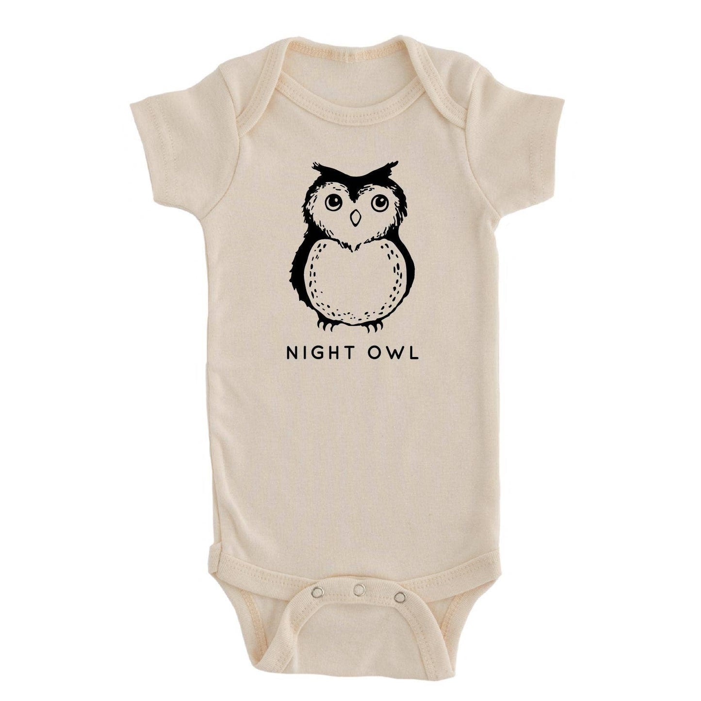 Nature Supply Co. - USA Made - 100% organic cotton - Night Owl Baby Bodysuit | Onesie : Cream