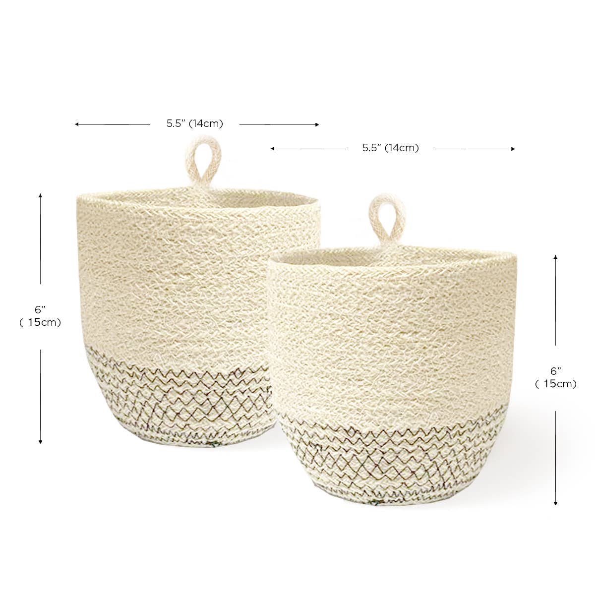 KORISSA.- Fair Trade Made - Handwoven Wall Basket • Amari Loop Bin - Black-Set of 2