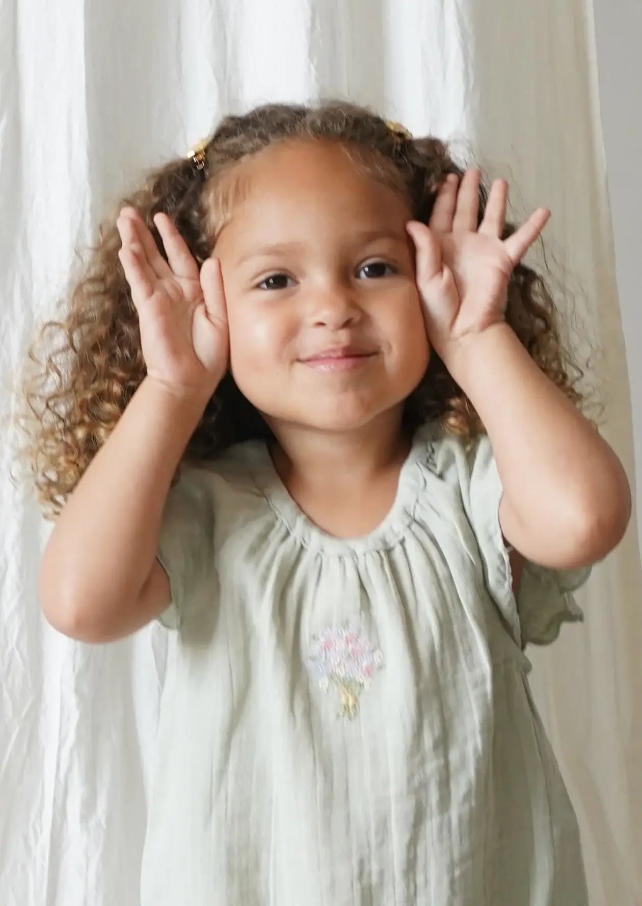 Liva | Muslin Bubble Romper | Sage: 9M