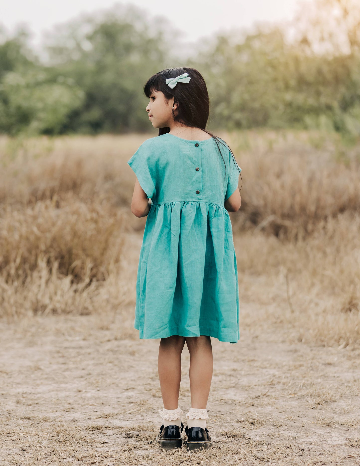 Linen Girl Dress: Mauve / 5T