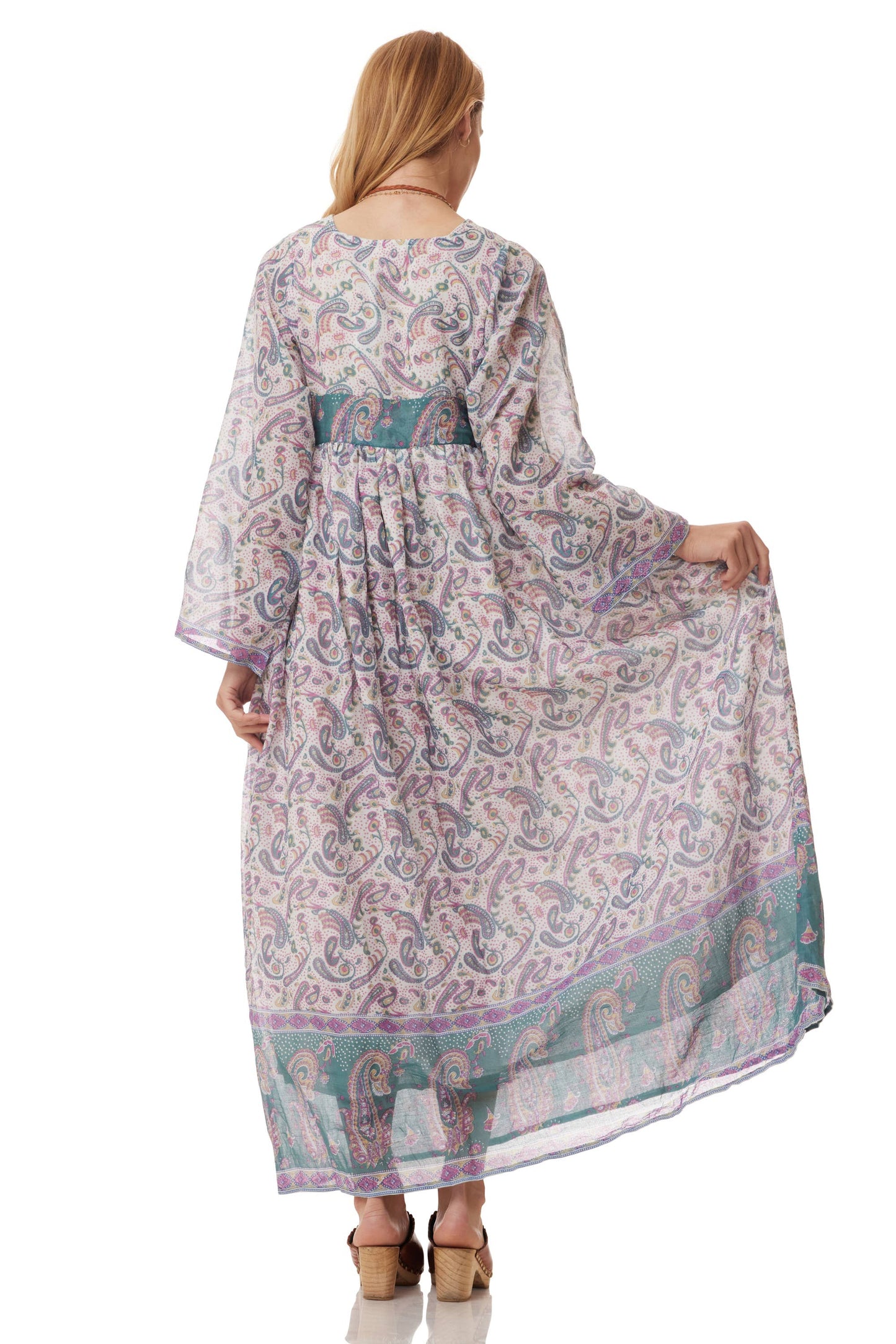 Jade Printed Maxi Dress Teal: M/L