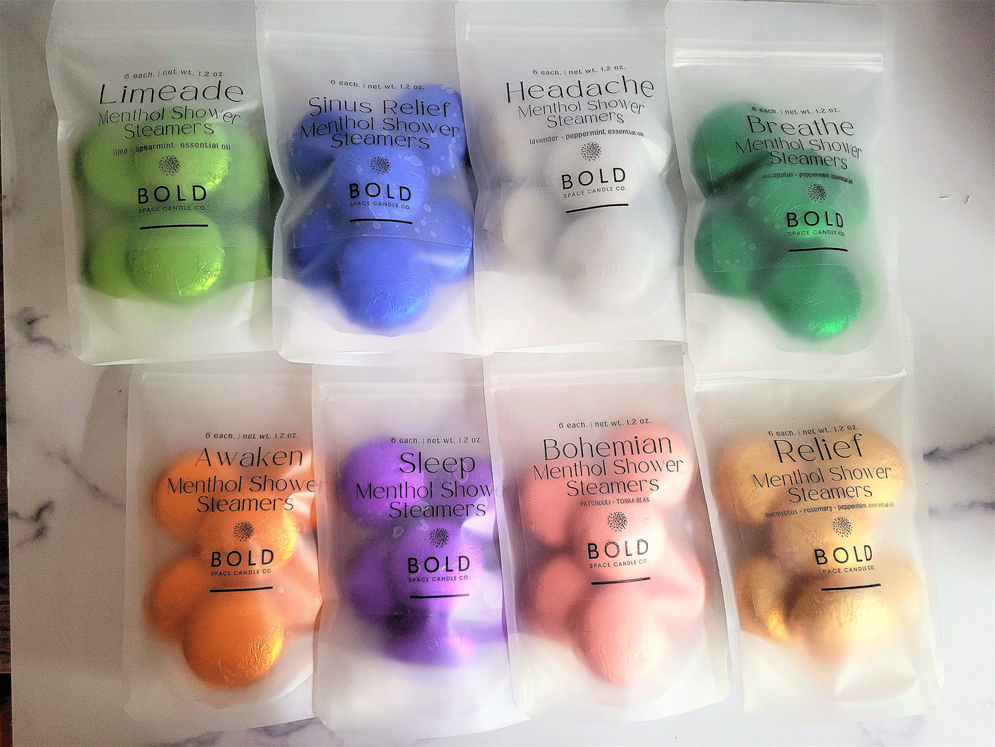 Bold Space Candle Co. USA - Awaken Citrus Shower Steamers w/ Menthol Crystals
