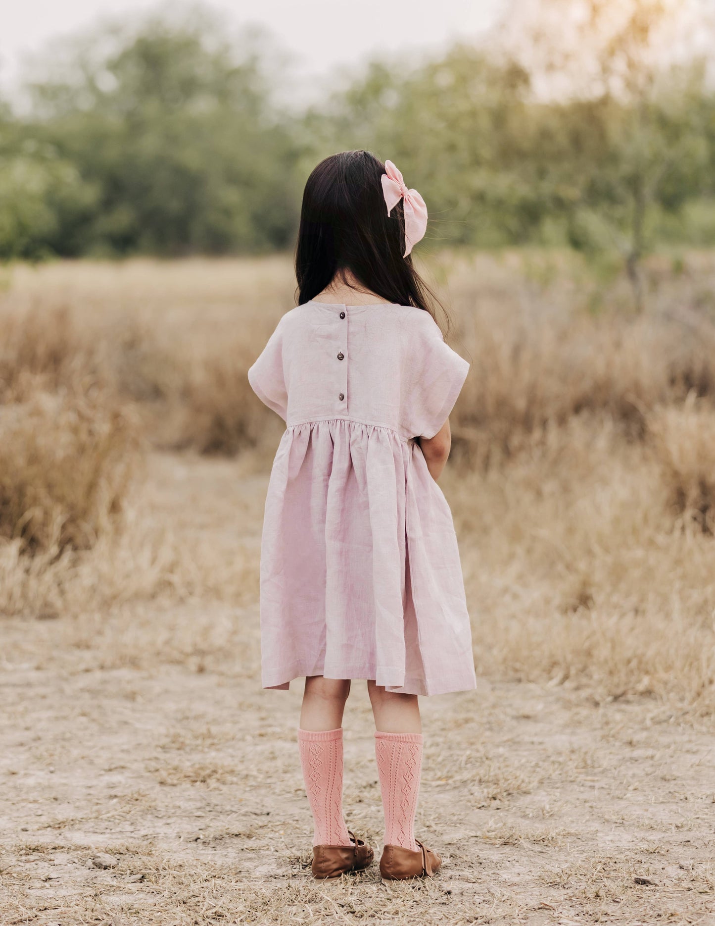 Linen Girl Dress: Mauve / 5T