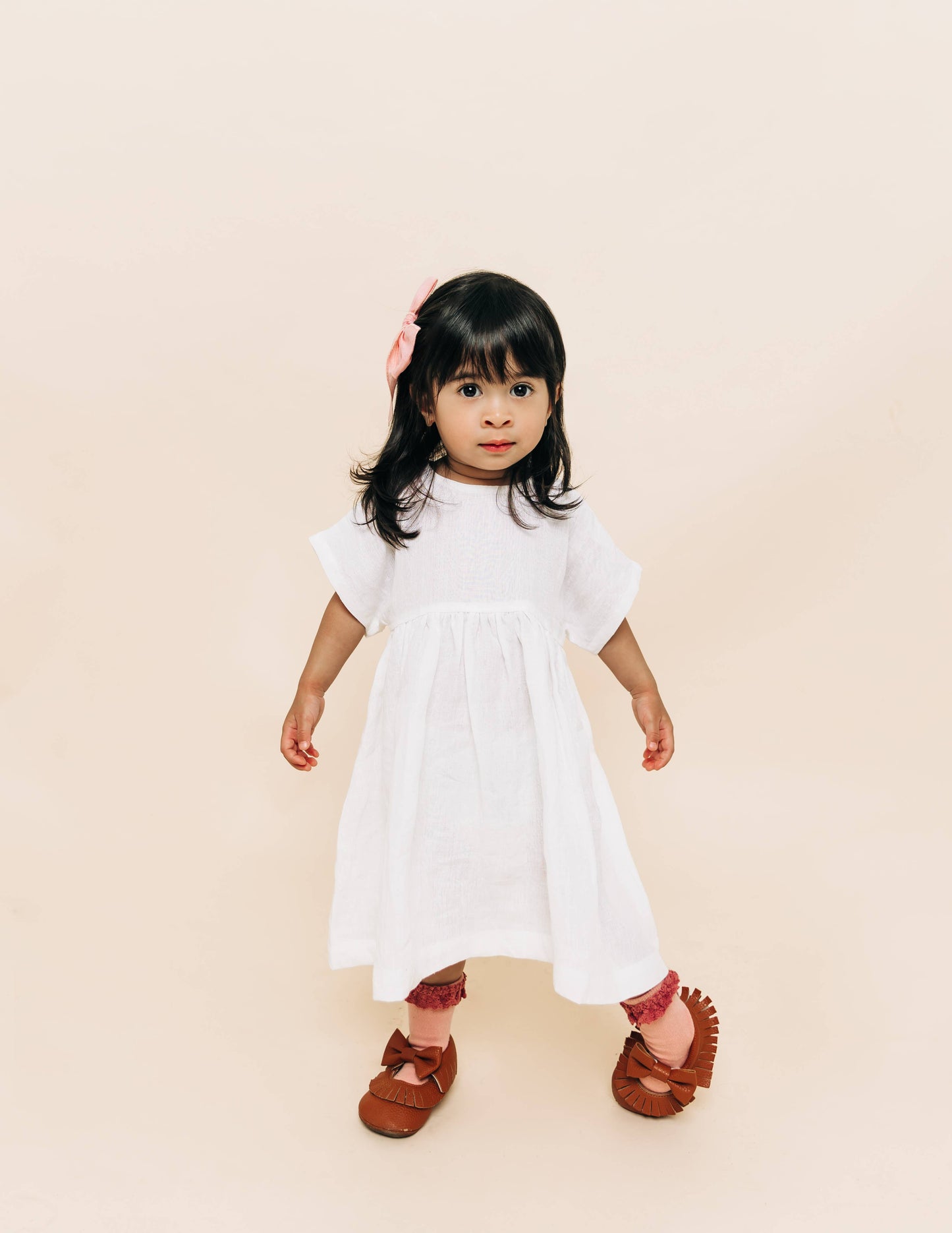 Linen Girl Dress: Mauve / 5T