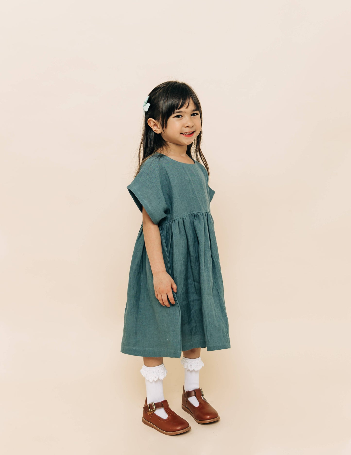 Linen Girl Dress: Mauve / 5T