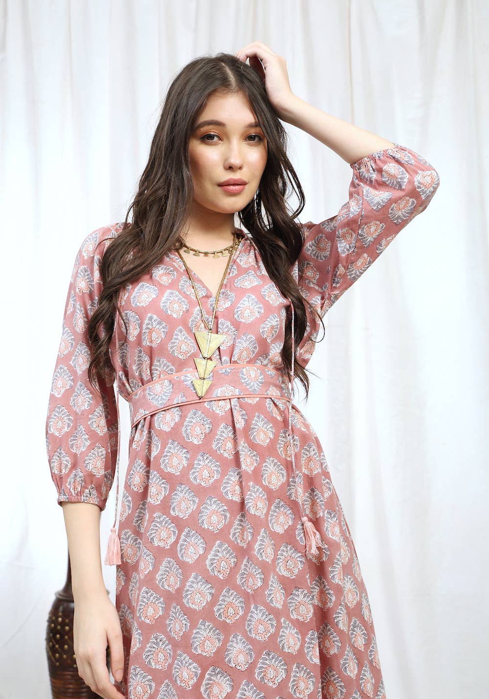 Block Printed Cotton Dress (Kaishori): M