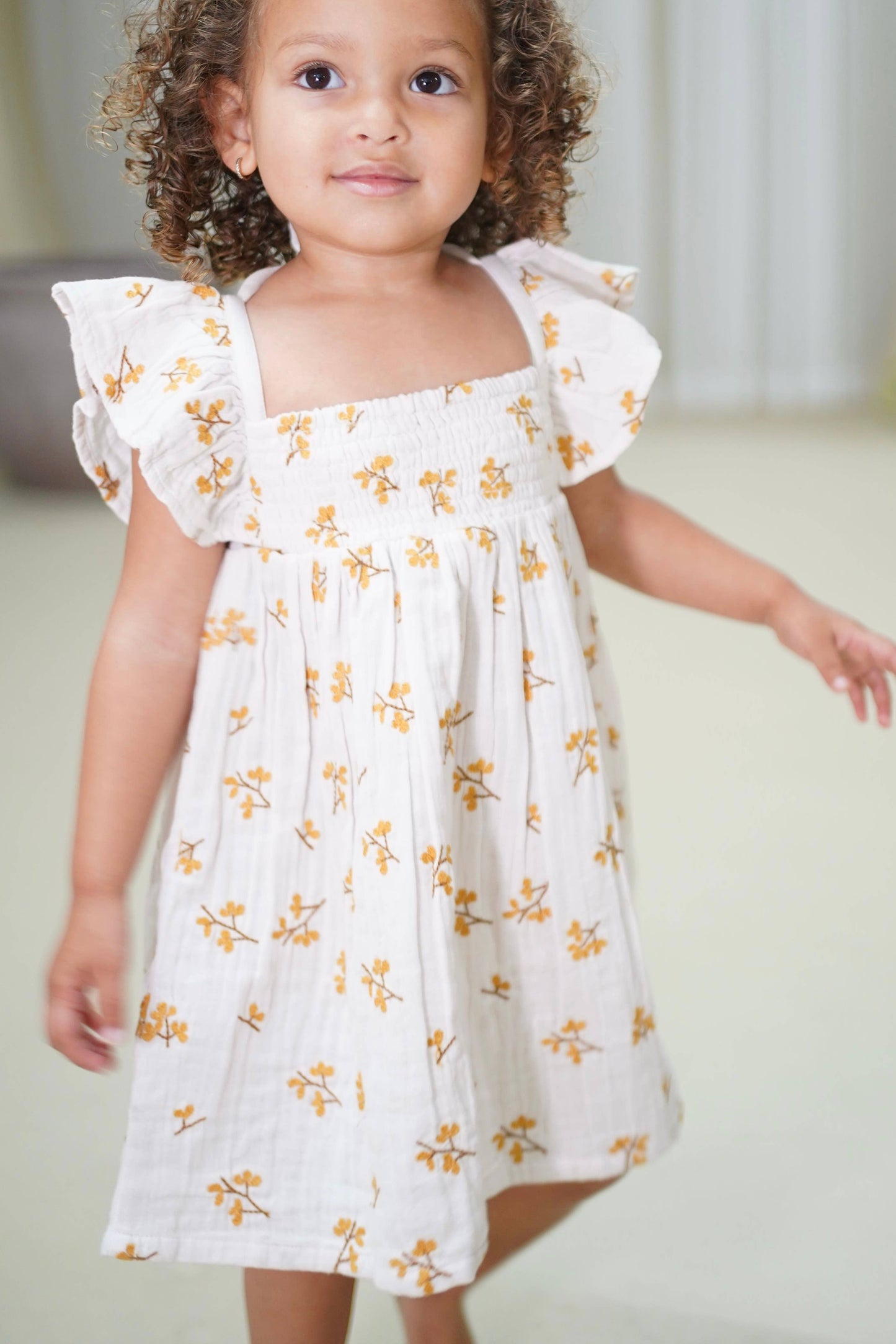 Haven | Organic Muslin Flare Dress | Ecru: 12-18m