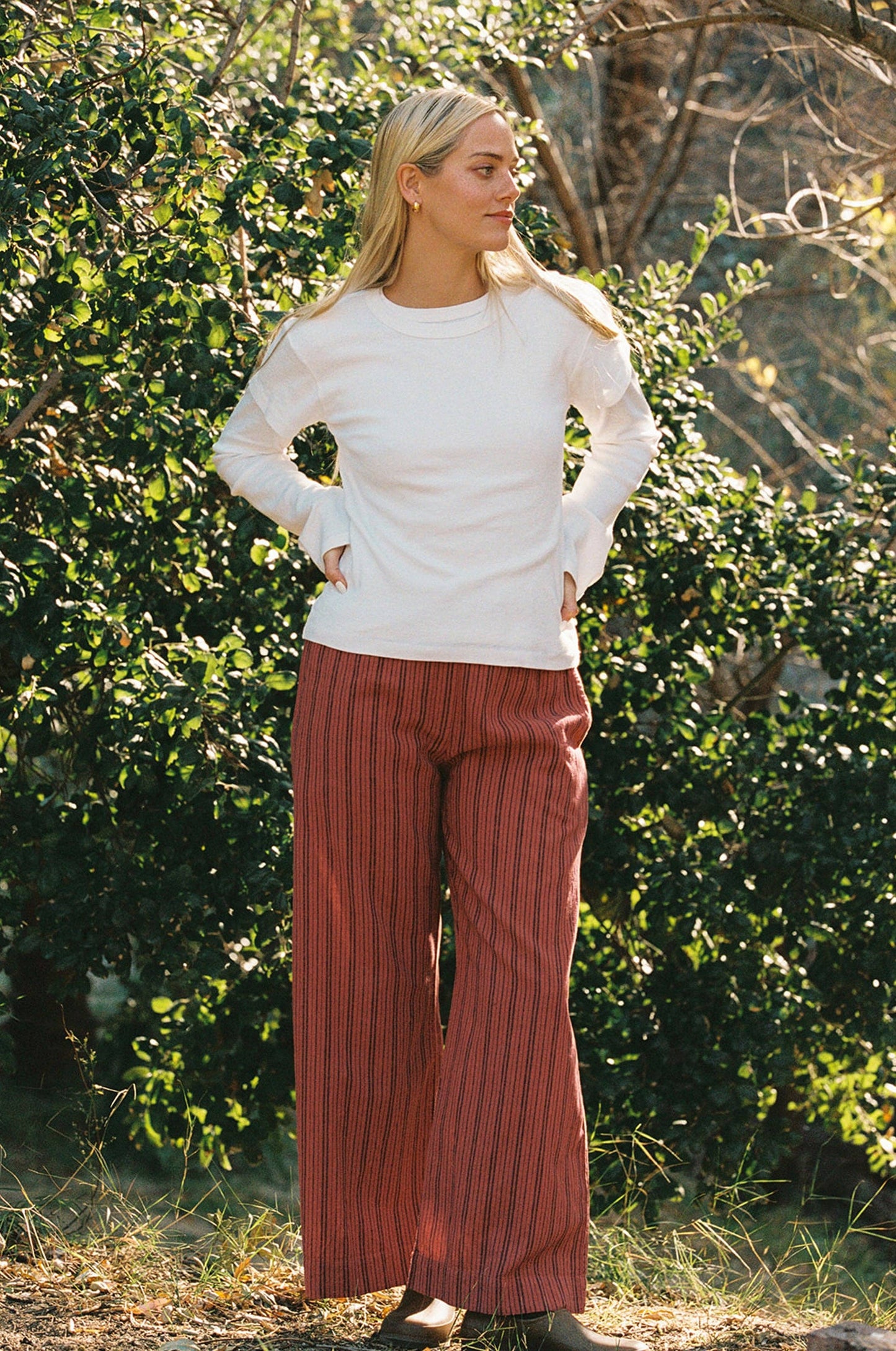 LA Relaxed - Organic Cotton Vintage Slub Long Sleeve: White