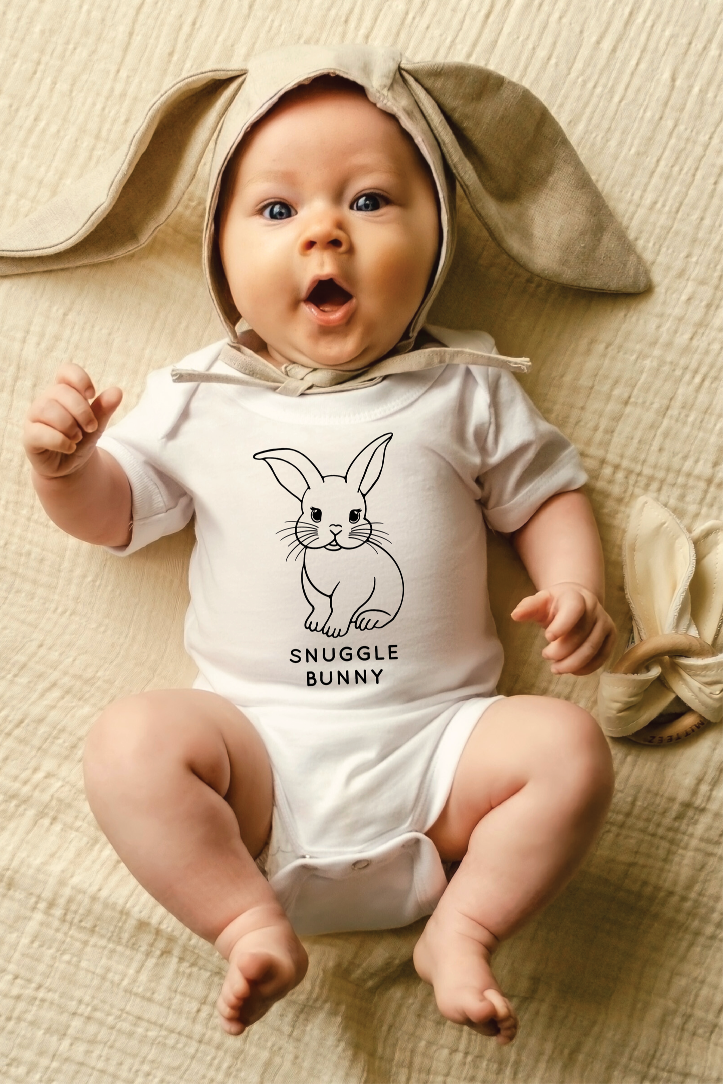 Snuggle Bunny Baby Bodysuit | Onesie | Baby Clothing | Summer Gift: 6-12M ONESIE / CREAM