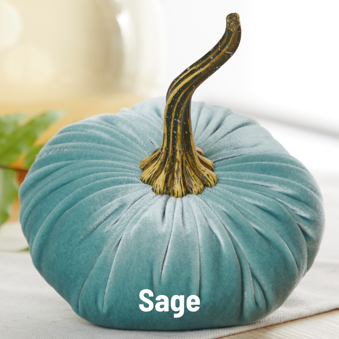 Your Heart's Content - USA Made - Pumpkin Large Velvet, Fall Decor: Luxe Clover Green