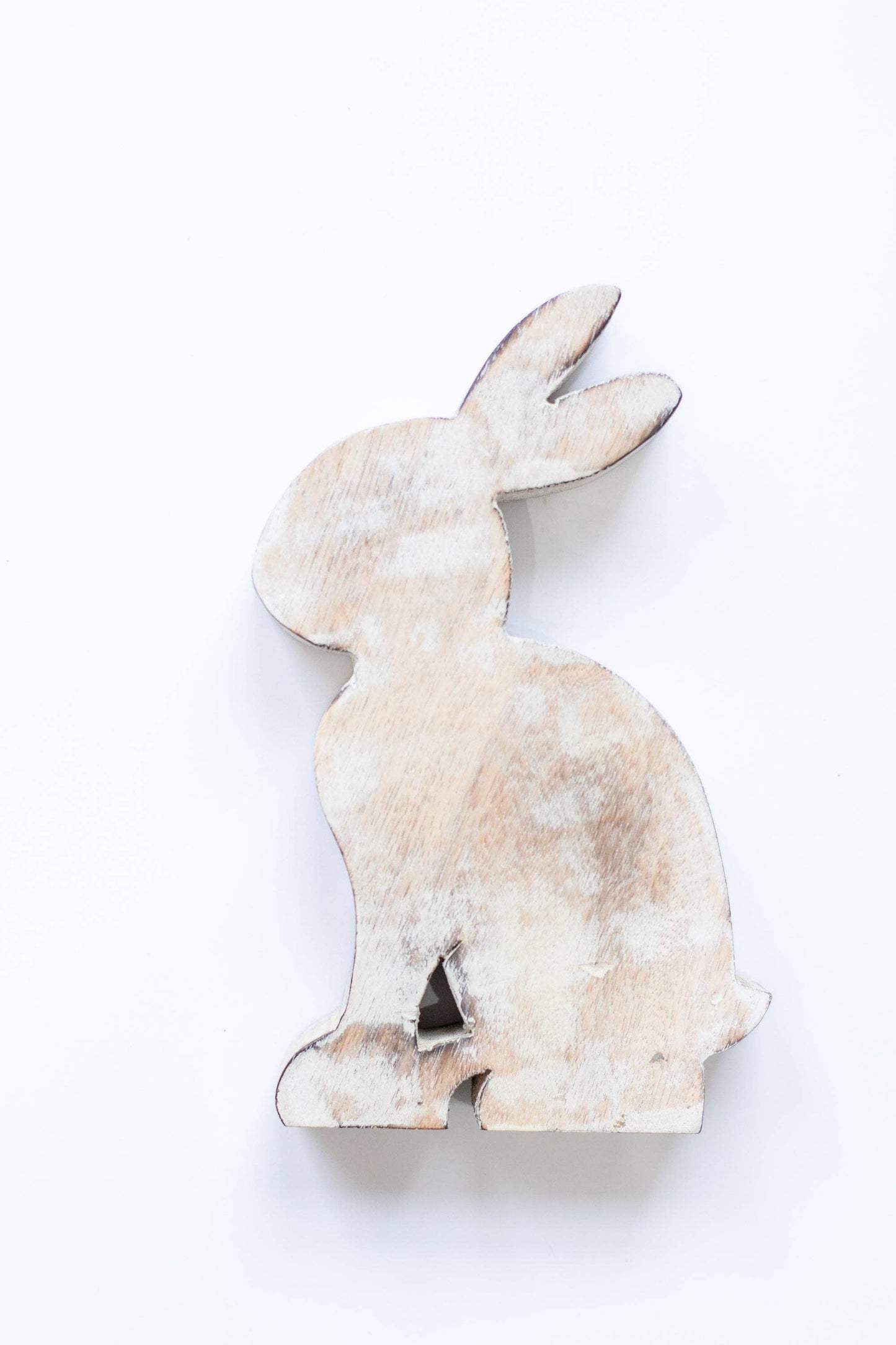 Rehab's Rope - White Wash Wooden Bunny-Large - Fair Trade Made