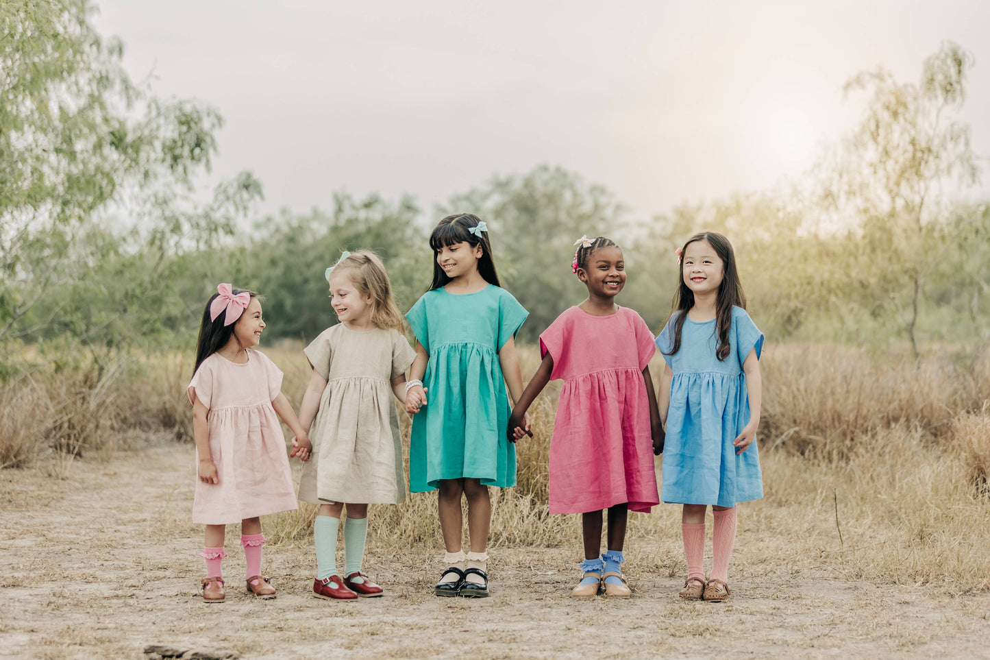 Linen Girl Dress: Mauve / 5T