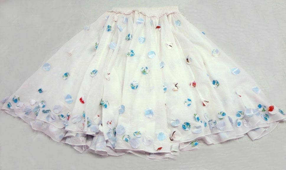 Swiss Dot White Blue Petti Skirt: 6X