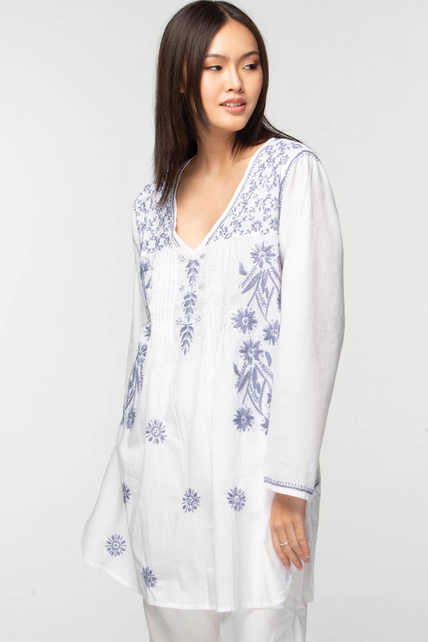 Divya White & Lavender Tunic: Medium