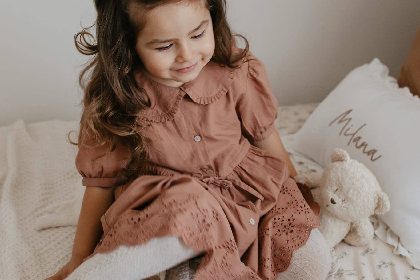 Aurora | Ruffle Collar Cotton Dress | Chocolat: 3Y