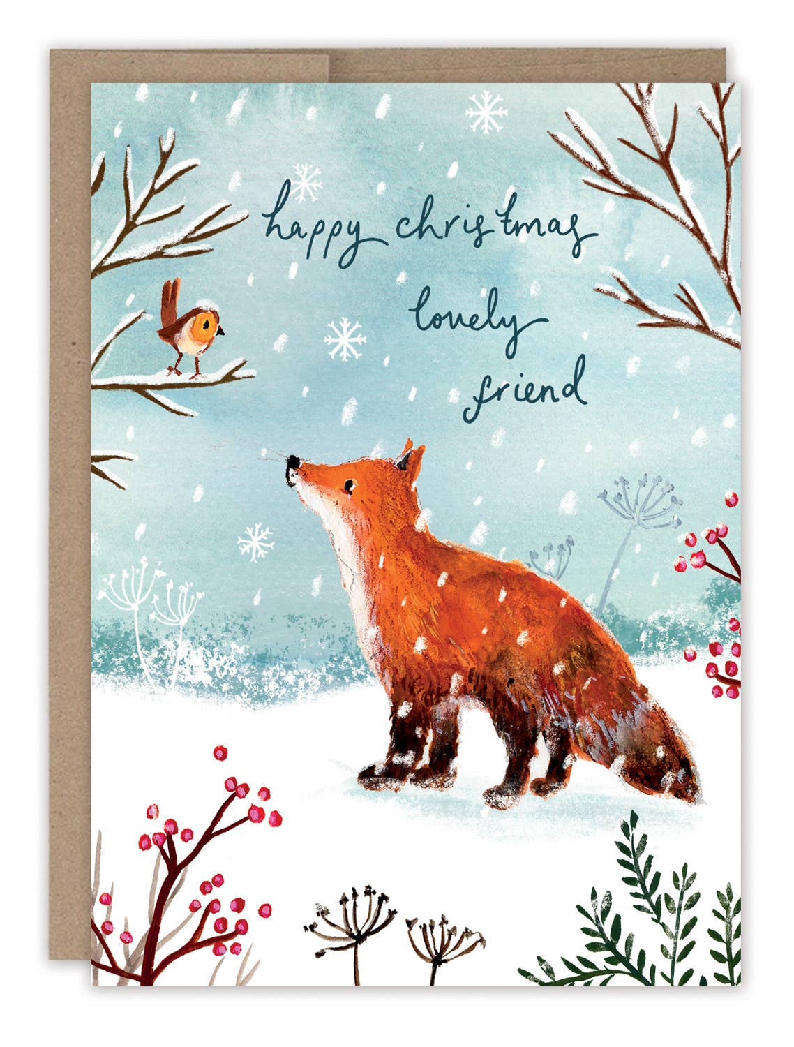 Biely & Shoaf Fox Lovely Friend Boxed Holiday Cards - Set of 10